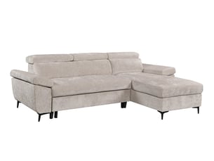 Canapé d'angle droit convertible DECO IN PARIS KF7420-3M-VELCH-BEI 4 places Velours beige avec coffre de rangement