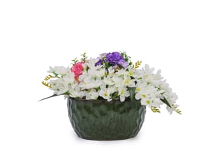 Lot de 3 pots de fleurs en céramique 38,1x30,5x25,4 cm motif marteau vert antique