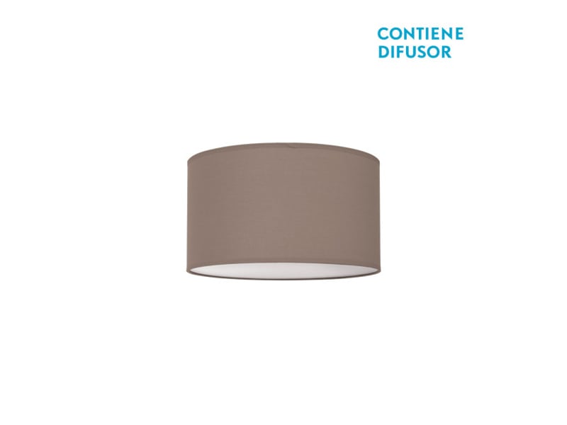  Fabrilamp nicole plafonnier textile taupe avec diffuseur, 2 x e27, ø 30 cm 042983002 - Conforama A