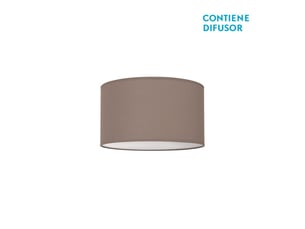Fabrilamp nicole plafonnier textile taupe avec diffuseur, 2 x e27, ø 30 cm