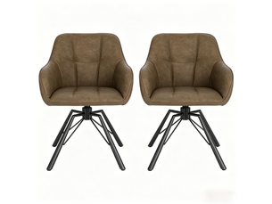 Lot de 2 chaises de salle à manger pivotantes à 360° en simili cuir marron