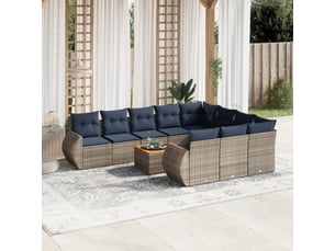 Vidaxl ensemble de canapé de jardin 11 pcs avec coussins gris résine tressée