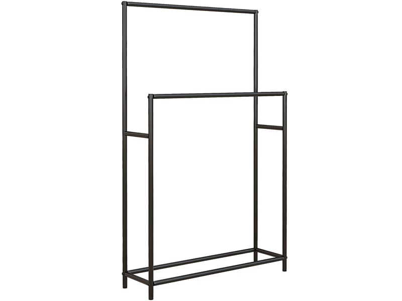  Porte-serviettes sur pied 66x20x110 cm 2 barres métal noir  - Conforama A