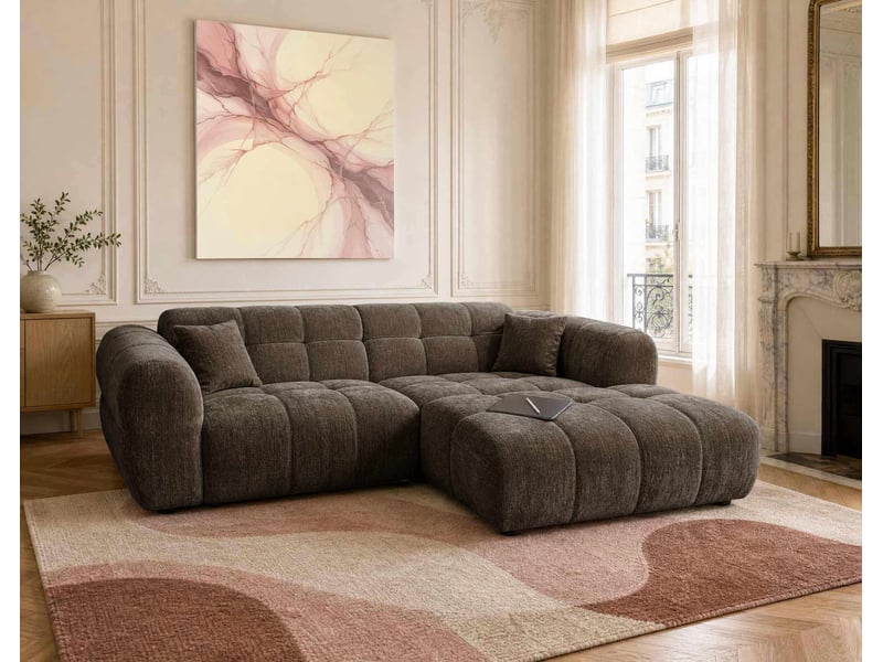  Mini ray - canapé d'angle droit 4 places en tissu texturé - best mobilier - marron MINI RAY - Conforama B