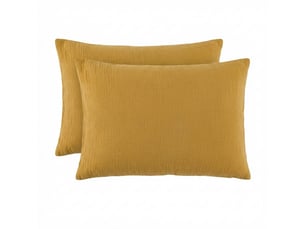 Lot 2 taies d'oreiller 50x70 cm gaze de coton - coton 57 fils ocre