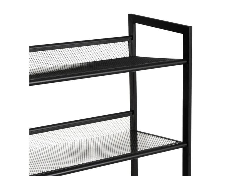  Etagère meuble à chaussures à 3 niveaux en métal grillagé noir,capacité 9 paires - longueur 64 x profondeur 23 x hauteur 59 cm  - Conforama E