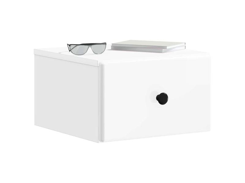 Table de chevet - cabinet de chevet - table de nuit mural 2 pc blanc brillant 34,5 x 33 x 20 cm - Conforama B
