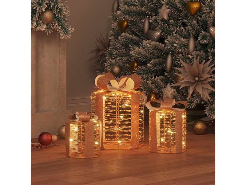 Décoration de boîte cadeau 3 pc blanc chaud 20 x 20 x 20 cm pet cf61904 - Conforama C