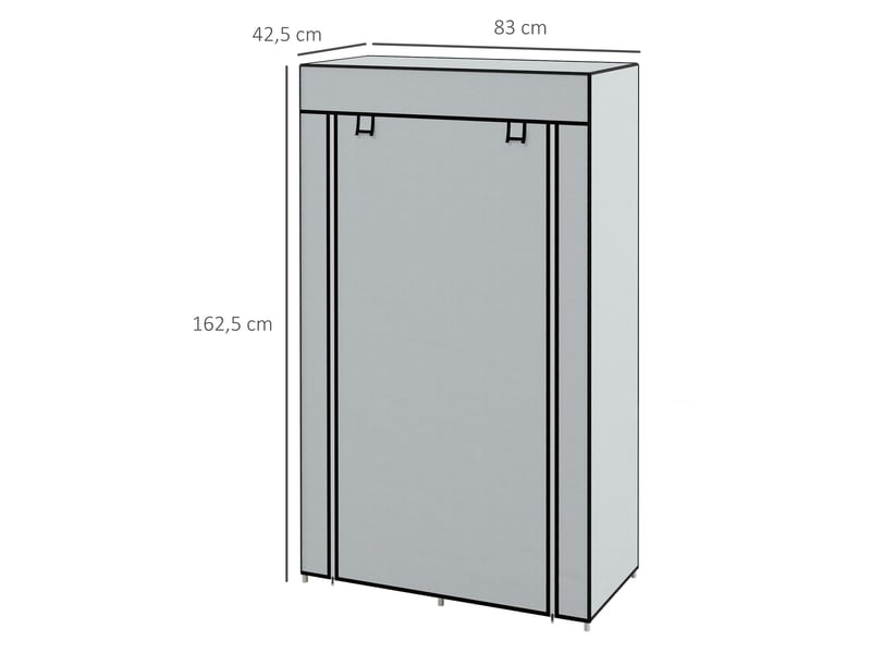  Armoire penderie portable en tissu avec 5 compartiments et 2 tiroirs gris clair  - Conforama C