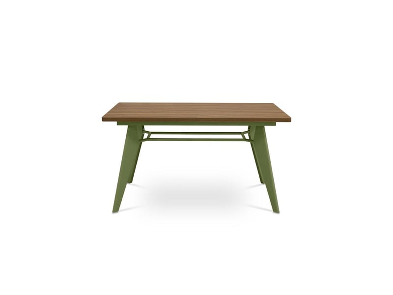  Table à manger extensible 140180cm pieds métal kaki et plateau finition noyer meloe MELOE - Conforama A