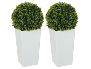 Lot de 2 plantes artificielles en boule ø32 x h65 cm – vert – protection uv et 330 feuilles par plante