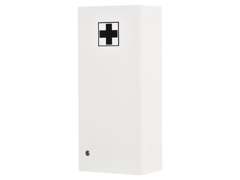  Armoire à pharmacie murale verrouillable, 5 étagères réglables, bois et verre, blanche, 30 x 20 x 70 cm  - Conforama B
