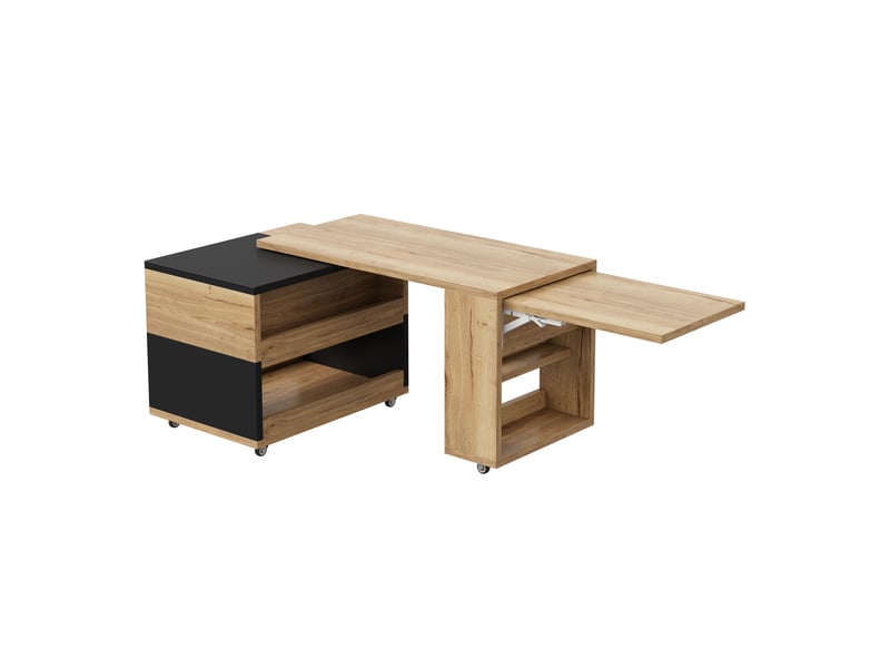 Table basse extensible plateau relevable pivotante 360° naturel et noir W2845P507120 - Conforama B