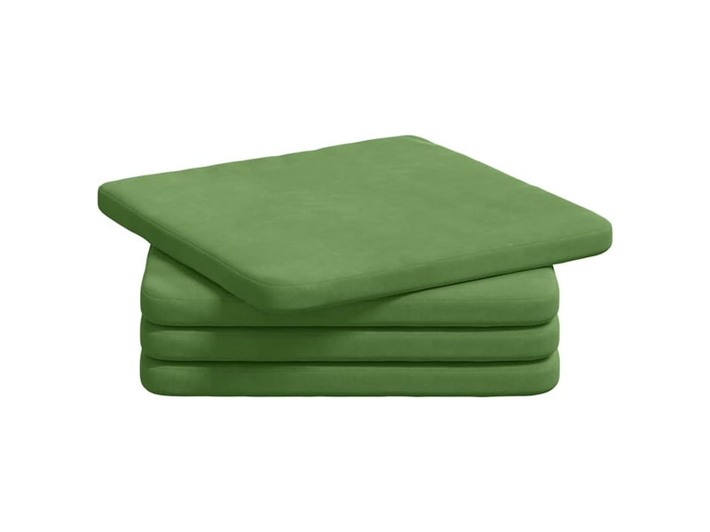 Lot de 4 coussins de siège, coussins décoratifs velours vert clair 40 x 40 x 3 cm cf60043 - Conforama A