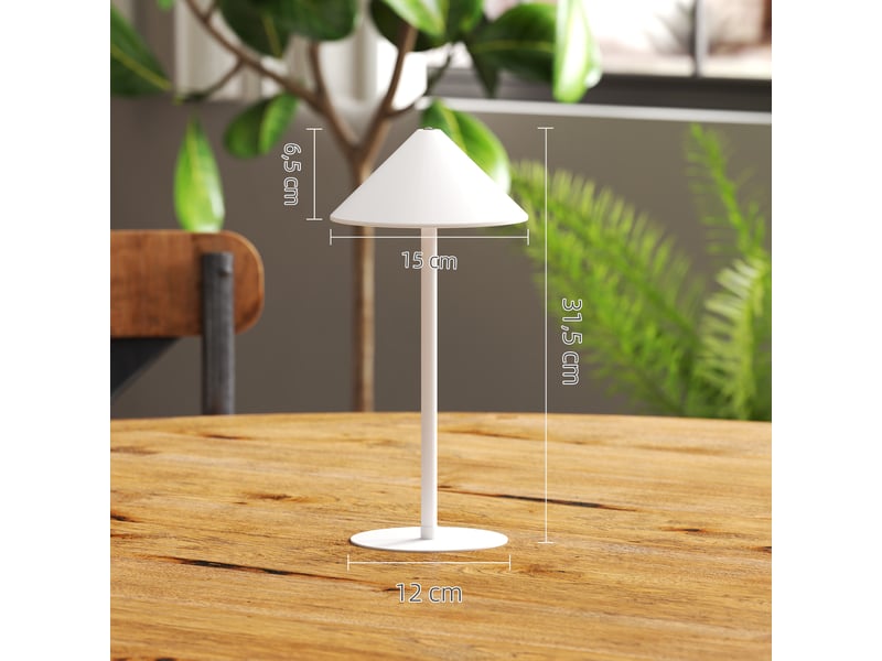  Lampe de table led avec câble usb. Interrupteur tactile. Métal. Rechargeable. Blanche.  - Conforama D