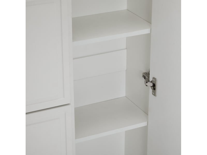  Meuble à chaussures 120x24x107 cm avec rangements réglables, 2 tiroirs, mdf et panneau de particules blanc  - Conforama E