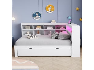 Lit gigogne 90x200 cm OKWISH coloris blanc