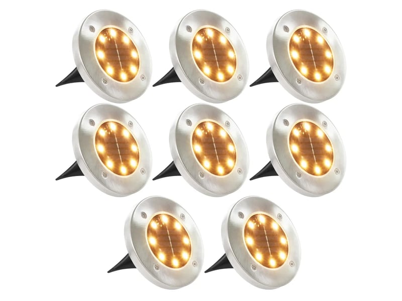  Lot de 8 lampes solaires au sol jardin étanche éclairage automatique 12 x 13 cm en pp noir 02_0045895  - Conforama A
