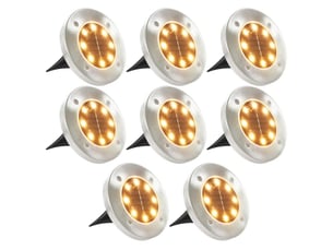 Lot de 8 lampes solaires au sol jardin étanche éclairage automatique 12 x 13 cm en pp noir 02_0045895