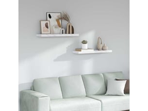 Lot de 2 étagères murales, étagères flottantes, étagères suspendues marbre blanc 80 x 23,5 x 3,8 cm cf41810