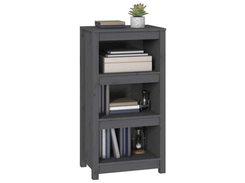  Bibliothèque, meuble de rangement salon gris 50x35x97 cm bois de pin massif  - Conforama C