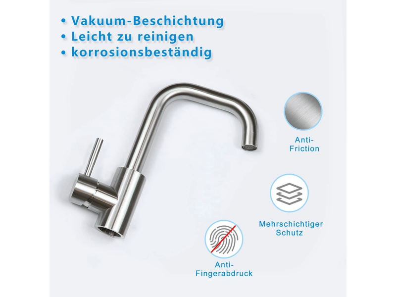  Nettlife robinet de cuisine robinet de lavabo de salle de bains robinet de salle de bains en acier inoxydable haute pression  - Conforama C