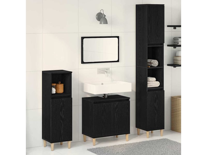  Ensemble de mobilier de salle de bain 3 pc chêne noir cf64319  - Conforama B