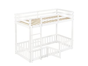 Lit mezzanine 90x200 cm <strong>BIQZUYA</strong> <strong></strong> coloris blanc