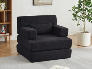 Canapé droit 2-en-1, sofa modulable en chenille, assise individuelle ajustable pour salon, chambre, bureau, 80 x 90 x 90 cm, noir