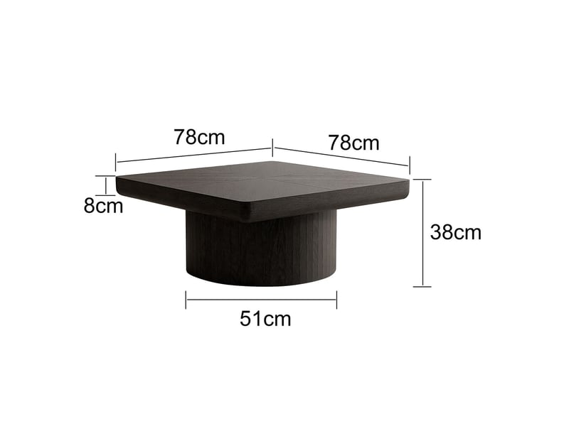  Table basse plateau en placage bois motif parquet base cylindrique plateau épais finition noire table de salon  - Conforama C