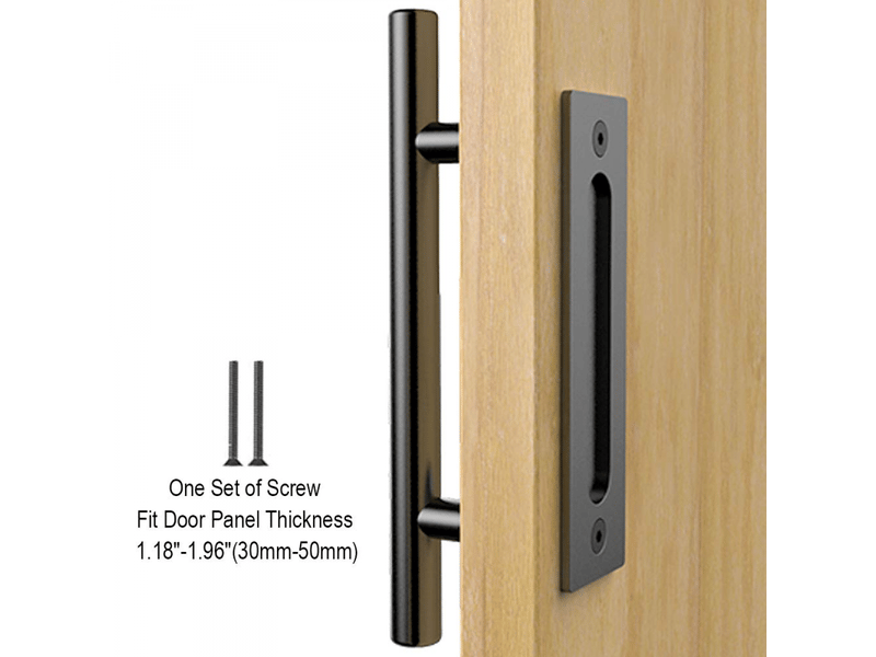 Poignée de porte coulissante rétro noire en aluminium, jeu de poignées à tirer et à encastrer pour porte coulissante en bois, 30 cm  - Conforama B