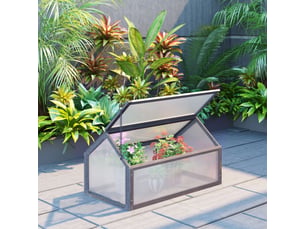 Mini serre de jardin - dimensions - gris - cadre en bois robuste - plaques en plastique translucides