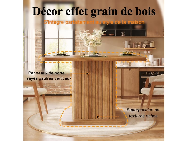  Table à manger carrée 80x80 cm avec rangement intégré, finition bois brun foncé, 4 personnes  - Conforama D