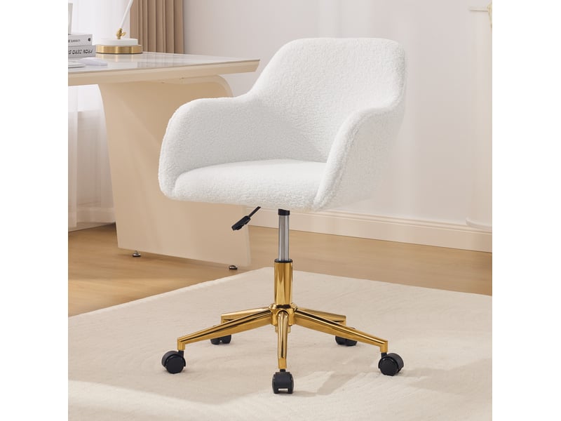  Fauteuil de bureau pivotant réglable 58x58x86 cm en tissu bouclette ivoire  - Conforama B