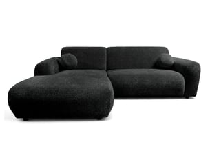 Louise - canapé d'angle gauche 4 places en velours texturé - best mobilier - gris anthracite