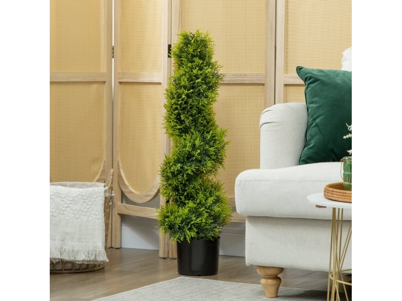  Plante artificielle spirale avec feuillage dense sans entretien pour intérieur et extérieur en plastique vert 90 cm  - Conforama C