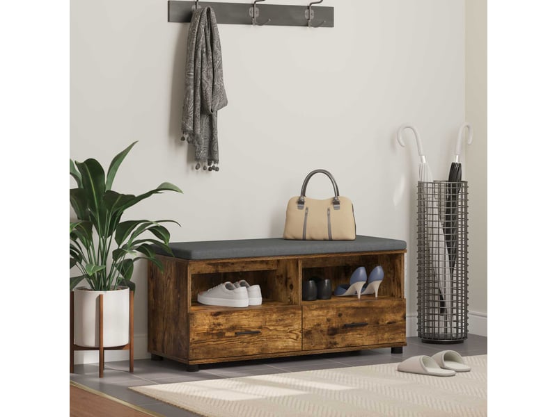  Banc d'entrée, banc interieur chêne fumé 100x38x46 cm  - Conforama B