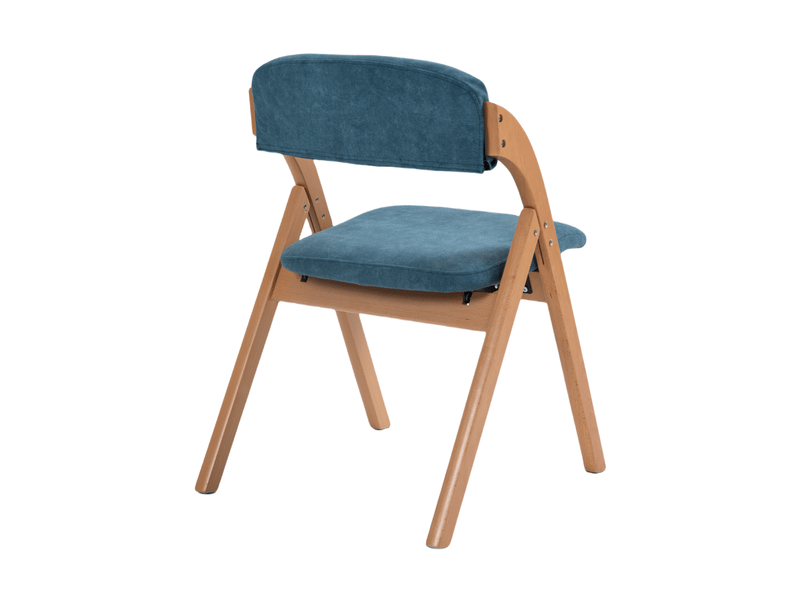  Lot de 2 chaises de salle à manger 52,5x60x79 cm, bleu, pieds en bois, pliantes, avec dossier  - Conforama E