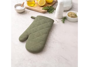 Gant de cuisine en coton 16x32 cm chambray vert, par soleil d'ocre