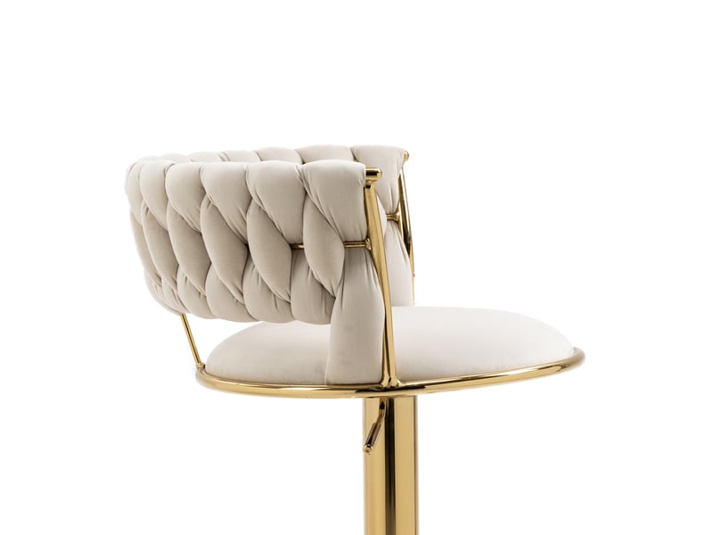  Lot de 2 chaise de bar 54x46x78,5-97 cm pivotant 360° hauteur réglable clic siège rembourré velours base dorée ivoire  - Conforama R