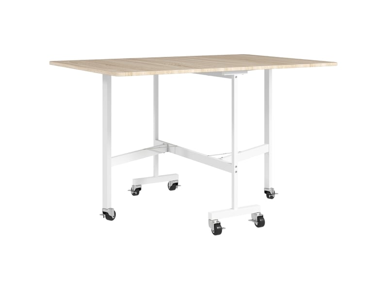  Table repas extensible pliante pour 6 personnes avec roulettes et freins, chêne cravdom  - Conforama A
