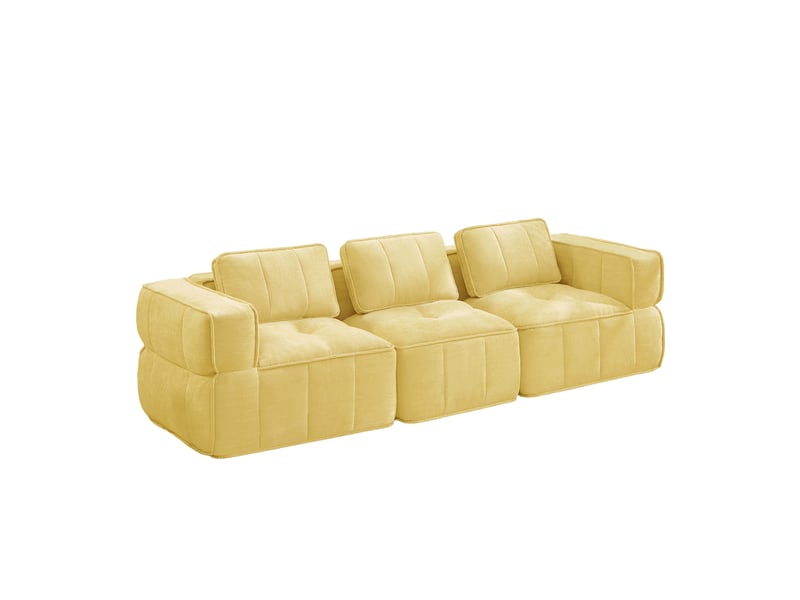  Canapé 3 places, revêtement en tissu, sans assemblage, jaune  - Conforama A