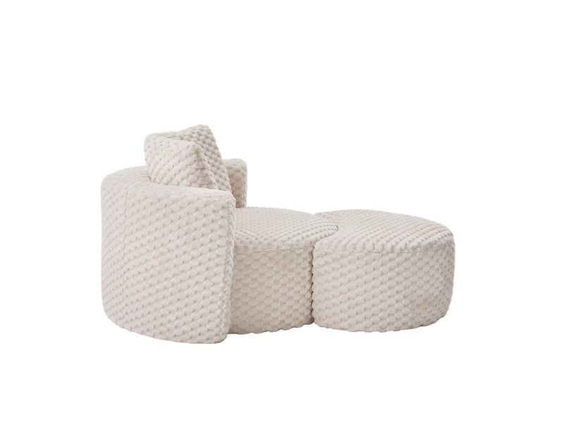  Fauteuil en mousse beige avec repose-pieds, tissu doux et design moderne pour un coin détente confortable  - Conforama D