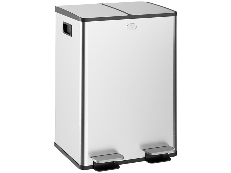  Poubelle de cuisine double 2x28l en acier inoxydable 45,8x36x67,6 cm  - Conforama A