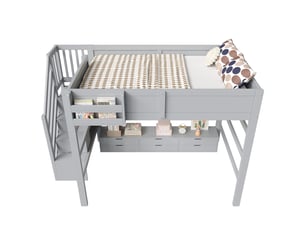 Lit mezzanine 140x200 cm <strong></strong> <strong>CozyNest</strong> coloris gris