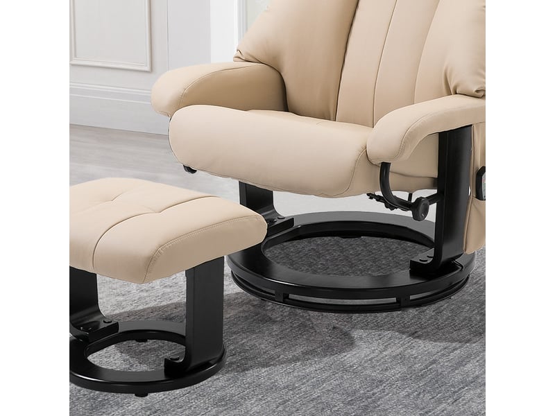  Fauteuil massant blanc crème, fauteuil relax inclinable avec repose-pieds vibrant, dossier ergonomique pour salon et lecture  - Conforama D