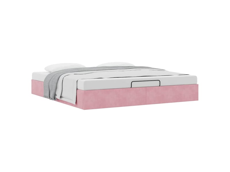  Lit double- lit adulte -  cadre de lit ottoman sans matelas rose 180x200 cm velours  - Conforama D