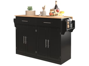 Desserte de cuisine 120 x 4671 x 91,5 cm avec plateau rabattable noir naturel