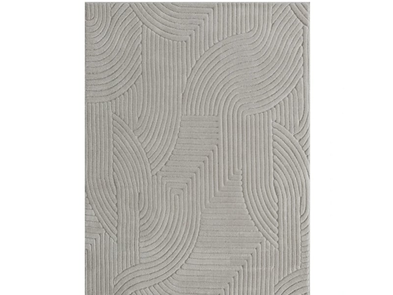  Tapis de salon géométrique 160 x 120 cm – gris – jacquard en relief, épais à poils longs antidérapant  - Conforama A