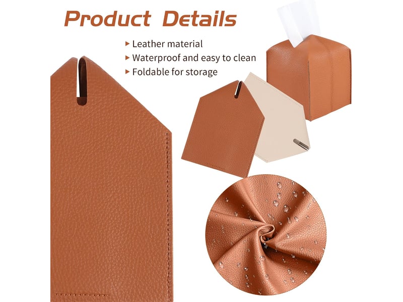 2 housses pour boîte à mouchoirs en cuir pu, design moderne minimaliste, 13 x 13 x 13 cm - Conforama E